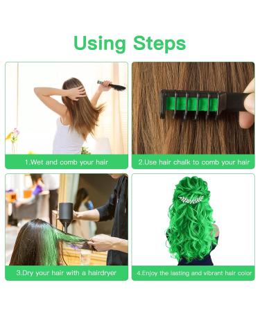 6-Piece Fluorescent Green Hair Criminal Comb Set | Washable Temporary Hair Color Chalk for Kids | Perfect for Carnival Festivals Christmas & Birthday Parties - Buy Online on GoSupps.com