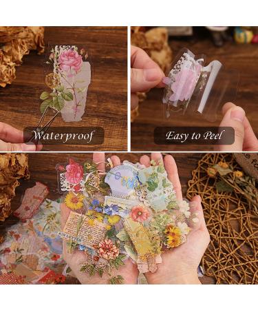 Dizdkizd Gold Foil Floral Stickers - 180 Piece Transparent Vintage Aesthetics Sticker Set for Scrapbooking, Card Making, Journaling & Gift Wrapping - Buy Online on GoSupps.com