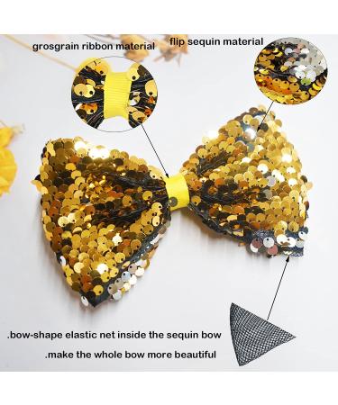 16PCS 5 Reversible Sequin Pigtail Hair Bows with Alligator Clips for Girls - Sparkly Glitter Bows for Kids - Buy Online on GoSupps.com