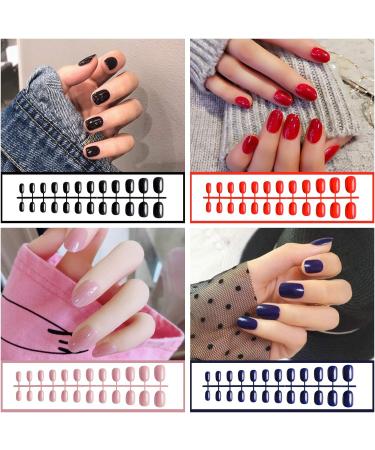 EBANKU 960 Colorful Short False Nails Full Cover Coffin Press on Nails Set with Nail File and Stick - Natural Fake Nails for Women Girls - Buy Online on GoSupps.com