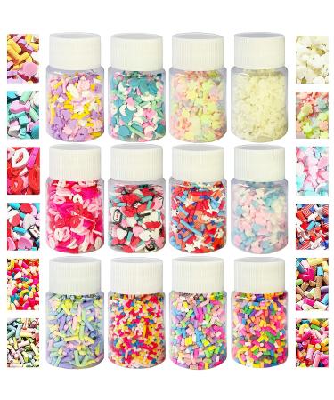 EHOPE Fake Sprinkles Mixed Colorful Clay Sprinkles Nail Art Slices 3D Polymer Slices Fake Candy Sugar Sprinkles for Nail Art DIY Crafts Cake Phone Case DIY Crafts (12 Colors) Mixed-12bottle-140G