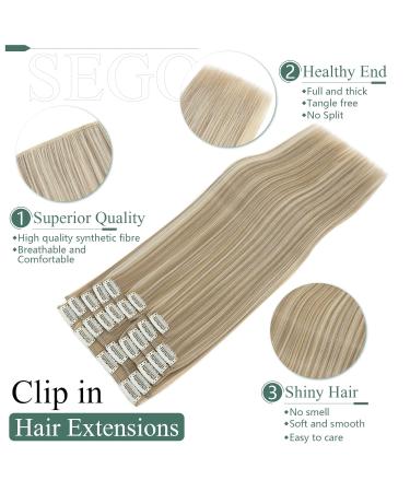 SEGO 12 Tressen Clip-In Hair Extensions | Real Hair Full Head 55cm 180g | Affordable Sand Blonde & Light Blonde Options - Buy Online on GoSupps.com