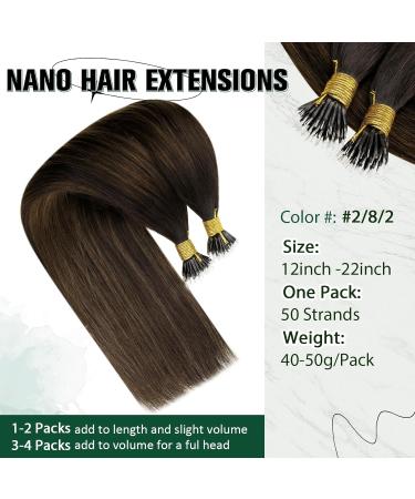 RUNATURE 18 Nano Ring Human Hair Extensions Brown Ombre Dark Brown - 50g - Buy Online on GoSupps.com