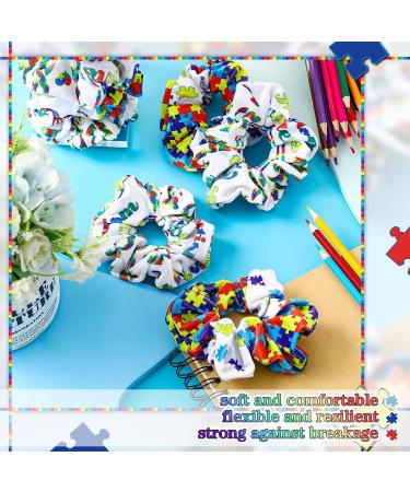 Autism Awareness Hair Scrunchie Set - 10 Pieces | Puzzle Piece Hair Ties for Women and Girls | Autism Acceptance Accessories - Buy Online on GoSupps.com