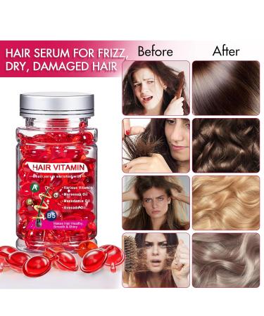 Buy Hair Serum for Frizzy & Dry Hair - Argan Avocado & Moroccan Oil Treatment - Vitamin-Packed Hair Oil Capsules (40 Caps) for Damaged Hair - Buy Online on GoSupps.com
