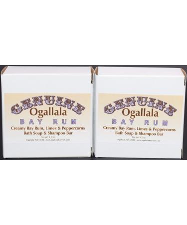 Two (2) Genuine Ogallala Bay Rum Limes & Peppercorns Bath Soap/Shampoo Bar- 4.5 oz each
