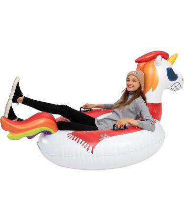JOYIN 47 Inflatable Snow Tube for Kids and Adults - Heavy-Duty Unicorn Snow Tube for Sledding - Ideal Winter Fun for Family Activities - Buy Online on GoSupps.com