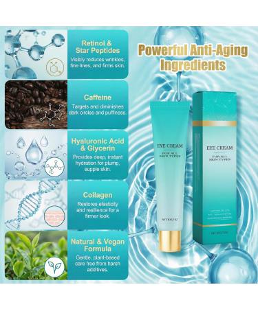 Retinol Eye Cream Targets Dark Circles and Puffiness Anti-Aging Formula with Hyaluronic Acid Effectively Reduces Eye Bags Wrinkles and Fine Lines | Unisex Moisturizing Eye Care - Buy Online on GoSupps.com