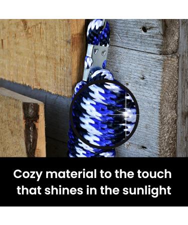 Connection Trick for Horses & Ponies - 2m Hard PP Rope with Classic Carabiner Hook (Royal Blue Marine White) - Panic Hooks - Buy Online on GoSupps.com