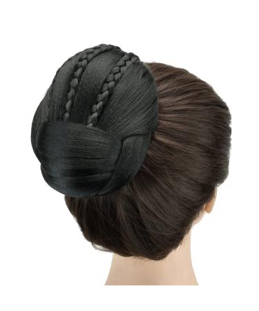 Imissu braided chignon dancer hair cover donut hair parts hair tie hair node wig clips updo wedding ceremony for women (m3 black) - Buy Online on GoSupps.com