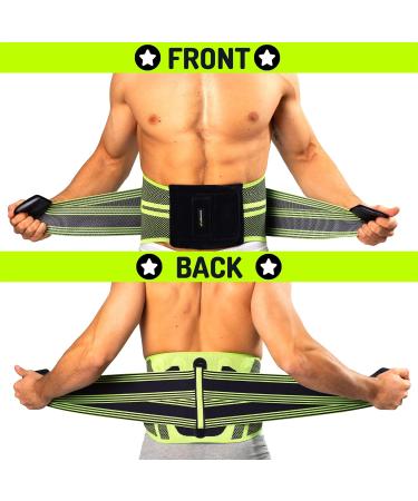 XL Green Back Bandage for Men & Women - Support Belt for Sciatica Herniated Disc Scoliosis & Back Pain - Ideal for Work & Sports - Buy Online on GoSupps.com