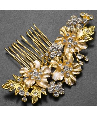 Viupolsor Wedding Bridal Hair Combs Vintage Imitation Crystal Hairpins Prom Jewelry Gold Silver Flower Pattern Hair Accessories Pins Women Gold - Buy Online on GoSupps.com