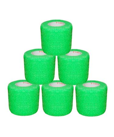 2 Inch Self Adhesive Medical Bandage Wrap Sport Tape (Bright Green) (6 Rolls) Self Adherent Cohesive First Aid Sport Flex Wrist Ankle Knee Sprains and Swelling Bright Green 6 Count (Pack of 1)