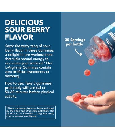 L-Arginine Gummies with L-Citrulline and Beet Root - Nitric Oxide Supplement - 90 Count - Energy Endurance and Recovery Support - Vegan Non-GMO - Energizing Sour Berry Flavor 30-Day Serving - Buy Online on GoSupps.com