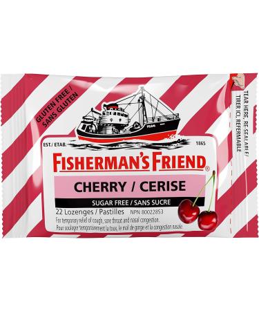 Fisherman s Friend Sugar Free Cherry | For Temporary Relief of Cough Sore Throat & Nasal Congestion | No Sugar | Halal Vegan Kosher & Gluten Free | 8 Packs of 22 Lozenges (176 Total Count) - Buy Online on GoSupps.com