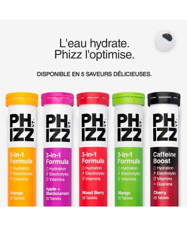 Phizz Electrolytes Multivitamins & Hydration Tablets - 20 effervescent rehydration tablets - 18 vitamins and minerals vitamin C vegan vegetarian and low calorie (mango) - Buy Online on GoSupps.com