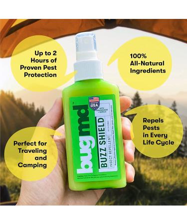 BugMD Buzz Shield Mosquito Repellent Spray - DEET-Free Body and Tick Insect Repellent - Natural Outdoor Bug Spray for Kids and Adults - Buy Online on GoSupps.com