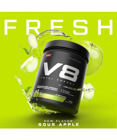 VAST Sports V8 Total Energy Pree Workout Booster Training booster CarnoSyn BetaPower natural caffeine vegan sugarfree 20 servings Made in Germany Sour Apple - Buy Online on GoSupps.com