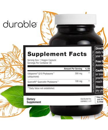 Durable CoQ10 300mg Coenzyme Q10 Phytosome with 9X Better Absorption + Quercetin Heart Energy & Cellular Support Doctor Formulated Vegan Non-GMO Made in USA Once-Daily (30 Capsules) 30 Count (Pack of 1) - Buy Online on GoSupps.com