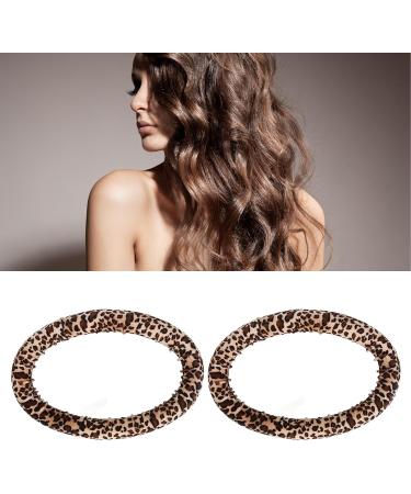 Sonew 2pcs Round Heatless Curling Iron Hair Tie Dual Purpose Heatless Curling Wand Headband Round Leopard Print Curling Iron Styling Tool Strap 2 Combs - Buy Online on GoSupps.com
