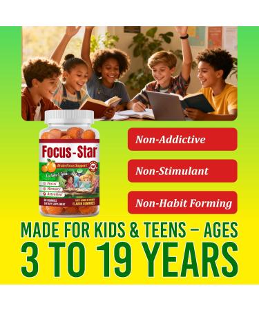Focus Gummies for Kids & Teens with Omega DHA Helps Focus Memory Clarity Attention Concentration Brain Vitamins & Cognitive Support Supplement for Teens-60ct - Buy Online on GoSupps.com