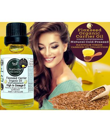 Nativilis Organic Flaxseed Carrier Oil (Linum usitatissimum) - linseed oil - Hair Face & Skin - Natural Cold Pressed - High in Omega-3 - Improves Skin Smoothness Moisturizes Dry Skin - Copaiba - Buy Online on GoSupps.com