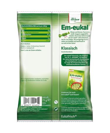 Buy Em-eukal Cough Drops Classic - Sugar & Lactose Free Eucalyptus & Menthol Lozenges | 20x75g - International Shipping Available - Buy Online on GoSupps.com