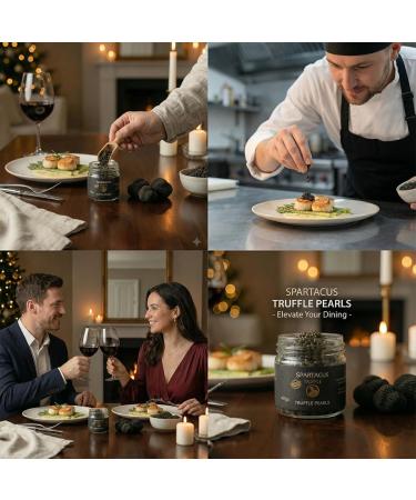  Spartacus Truffle Spartacus Truffle Pearls 40g Gourmet Truffle Pearls (50% Pearls & 50% Chopped Truffle) Luxury Culinary Decoration for Pasta Steak Sushi & Cooking - Buy Online on GoSupps.com