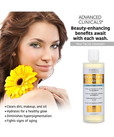 Advanced Clinicals Vitamin C Face Wash 8.2 Fl Oz (2-Pack) - Hydrating Cleanser for Brightening, Blackhead Removal, Age Spots, Hyperpigmentation, and Acne - Buy Online on GoSupps.com