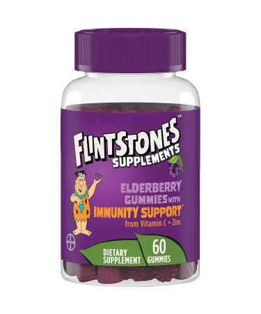 Flintstones Kids Elderberry Gummies with Immunity Support from Vitamin C and Zinc, Gluten Free, Dietary Supplement, 60 Count - Buy Online on GoSupps.com