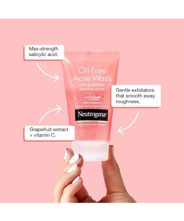 Neutrogena Oil Free Pink Grapefruit Acne Face Wash - Vitamin C & 2% Salicylic Acid Treatment for Breakouts - 6.7 oz - Gentle Foaming Facial Scrub - Buy Online on GoSupps.com