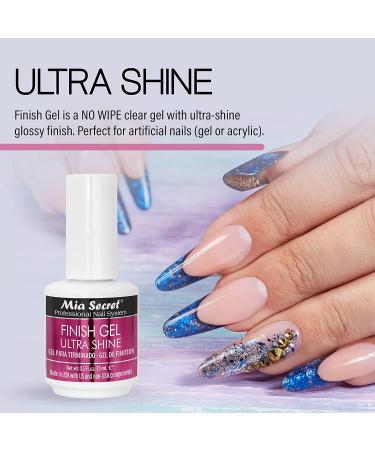 Mia Secret Finish Gel Top Coat for Gel or Acrylic Nails - 5-Piece Pack, No Wipe Clear High Gloss Nail Polish for Artificial Nails - 0.5 Fl Oz - Buy Online on GoSupps.com