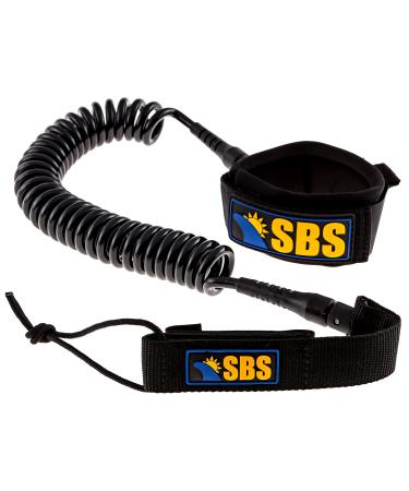 Santa Barbara Surfing SBS 10' Coiled SUP Leash - Guaranteed for Life - Premium Design for Flat & Open Water Stand Up Paddle Board Black 10ft