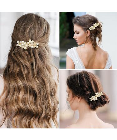 Vintage Opal French Pearl Hair Barrettes - Decorative Hair Clips for Women and Girls - Buy Online on GoSupps.com