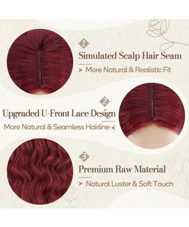 Buy BARSDAR Long Wavy Red Wig - 66cm Middle Parting Curly Lace Front - Heat-Resistant Synthetic Hair for Women | Perfect for Daily Party Cosplay & Halloween - Buy Online on GoSupps.com