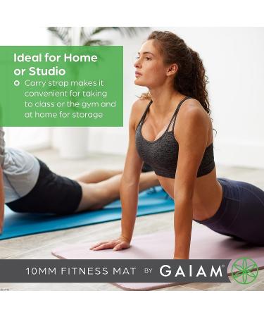 Gaiam Extra-Thick Yoga Fitness Mat - Non-Slip Texture, Easy Carry Strap - Black - Buy Online on GoSupps.com