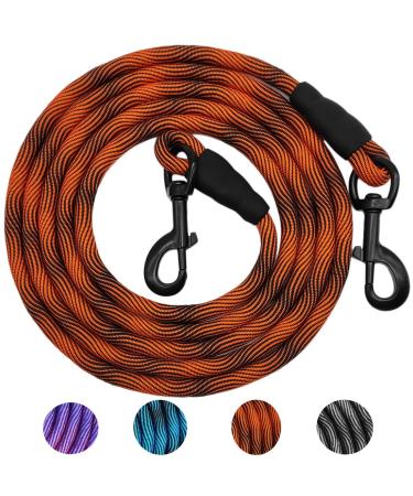 MayPaw 8FT/10FT Dog Tie Out/Check Cord Heavy Duty Nylon Rope Training Leads 3/8-Inch Thick Great for Strong Small Medium Large Dogs Indoor or Outdoor Walking Camping Hiking Playing 3/8 in x 10ft Orange Black