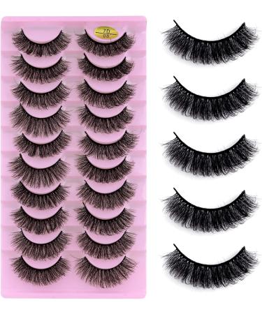 False Eyelashes 7D Mink Lashes - 10 Pairs Dramatic Curly Fluffy Thick Fake Eyelashes - Buy Online on GoSupps.com