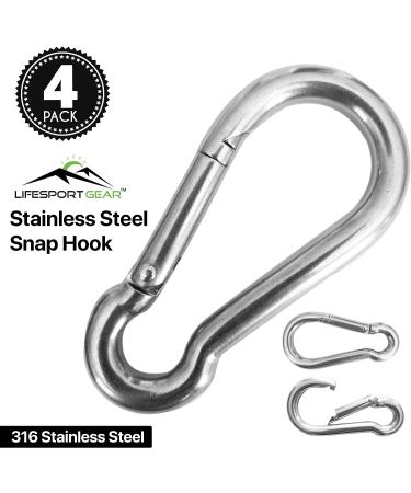 Marine Grade 316 Stainless Steel Carabiner Clips, Heavy Duty 4 Inch, 2 Pack - for Gym & Outdoor Activities - Buy Online on GoSupps.com