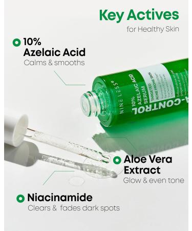 Nineless 10% Azelaic Acid Serum with Niacinamide & Snail Mucin - Redness Relief & Dark Spot Corrector for Face - Facial Serum for Acne-Prone Oil Control & Pore Care 1.01 fl.oz - Buy Online on GoSupps.com