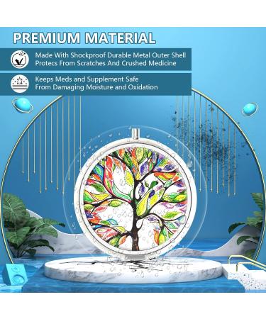 Portable Pill Organizer - 3 Compartment Medicine Pill Box | Decorative Tree of Life Design | Ideal Gift for Vitamins & Medications - Buy Online on GoSupps.com