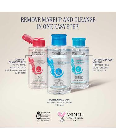 Marcelle Micellar Water for Dry Skin - Oil-Free Cruelty-Free Makeup Remover with Hyaluronic Acid - 13.5 Fl. Oz - Sensitive Skin & Eyes - Buy Online on GoSupps.com