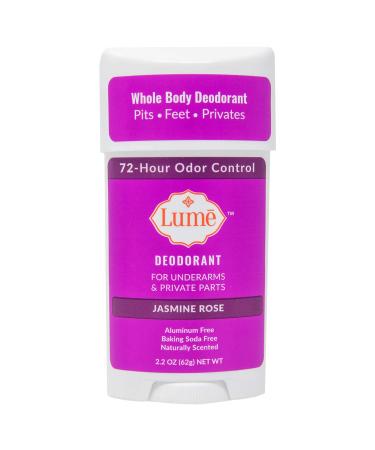 Lume Natural Deodorant - Underarms and Private Parts - Aluminum-Free  Baking Soda-Free  Hypoallergenic  and Safe For Sensitive Skin - 2.2 Ounce Stick (Jasmine Rose)