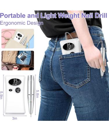 35000RPM Electric Nail Files Rechargeable 4000mAH Professional Cadrim Super Portable Nail Drill Acrylic Gel Kit Beginners Adjustable Speed Free Direction LCD Display Electric Set Manicure Pedicure Kit White - Buy Online on GoSupps.com