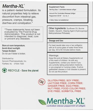 Mentha-XL Peppermint Oil Softgels 84 ea (Pack of 2) - Buy Online on GoSupps.com