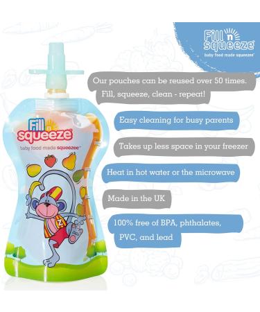 Fill n Squeeze Baby Food Maker with 35 Reusable Pouches & Spoon - Medium Size - Buy Online on GoSupps.com