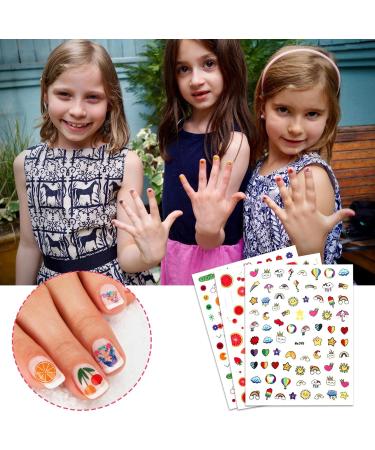 JSRQT 12 Sheets Nail Stickers Cute for Kids and Little Girls Self Adhesive Nail Art Stickers for Women Colorful Mermaid Flower Leaves Fruits Design Nail Sticker Supplies for Nail Art Decoration - Buy Online on GoSupps.com