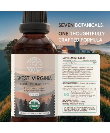 HerbEra West Virginia Herbal Detox Blend - USDA Organic Extract Made in USA | Immune & Liver Support Liquid Drops | Amla Dandelion Root Eleuthero Milk Thistle Mullein Leaf | 2 fl oz - Buy Online on GoSupps.com