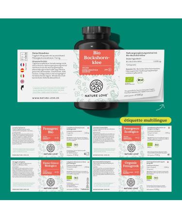NATURE LOVE Fenugreek Bio - 240 vegan capsules - highly dosed at 2600mg per daily dose (650mg/capsule) - certified organic - laboratory tested without unwanted additives produced in Germany - Buy Online on GoSupps.com